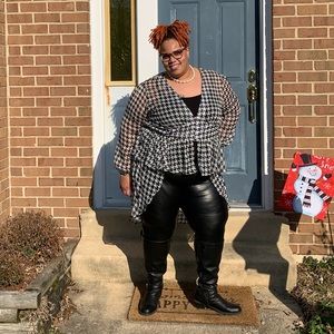 Houndstooth sheer duster top, Ashley Stewart